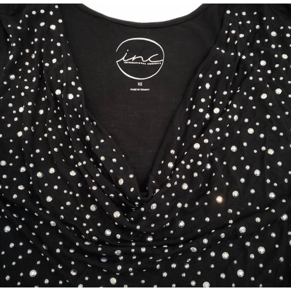 INC International Concepts Black Sleeveless Embellished Tunic Top, Size XS - Picture 4 of 9